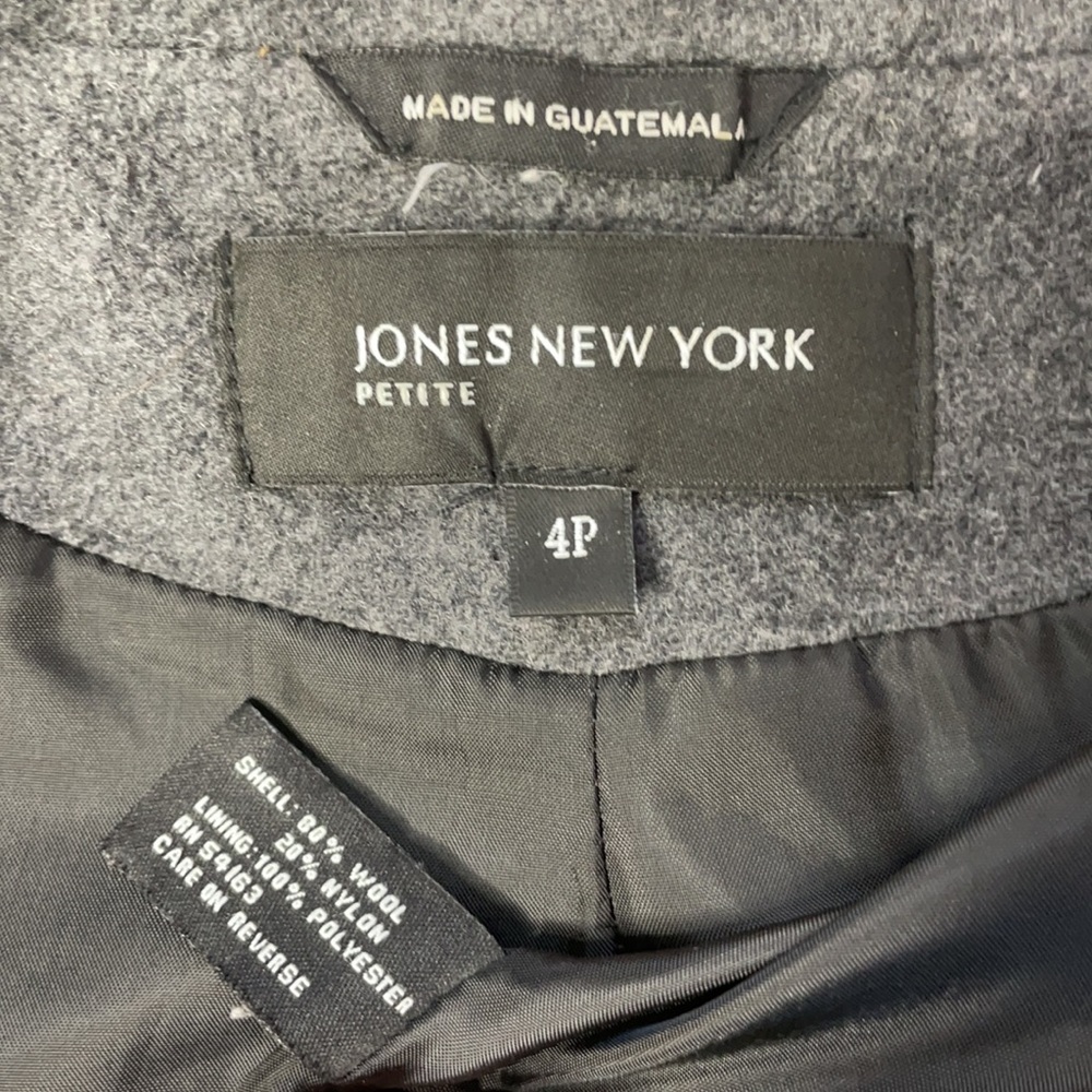 Jones New York Wool Blend Gray pea coat 4 Petite - Picture 5 of 11